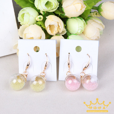 Simple Korean glass earrings earrings earrings sweet ladies fashion "