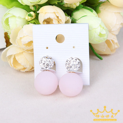 The size of the ball glass double Earrings Korean Earrings candy colored Earrings