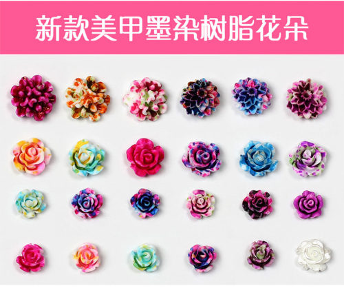 new korean nail art diy ink dye resin flower blooming flower jewelry colorful resin flower fingernail decoration