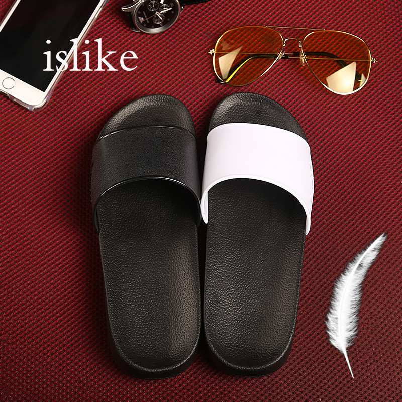 百搭一字凉拖鞋黑白男士拖鞋厚底防滑轻质沙滩情侣韩版休闲浴室鞋