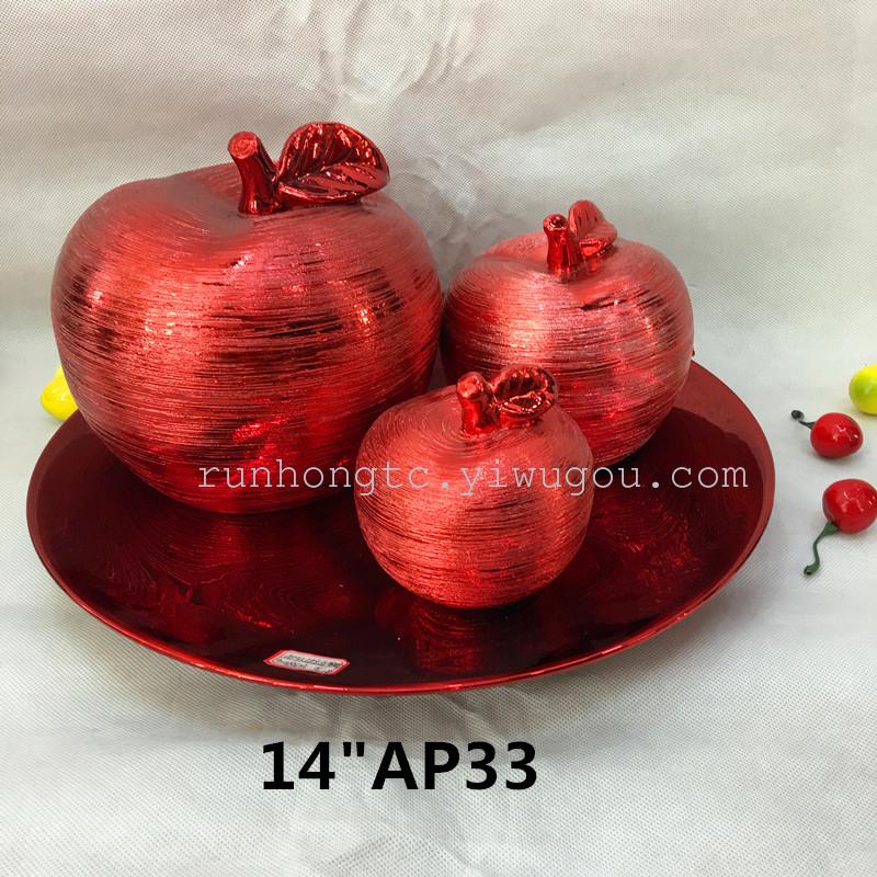 热销陶瓷水果套盘工艺品家居摆件酒店用品苹果拉丝