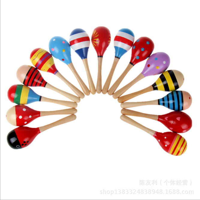 奥尔夫婴幼儿童乐器中号木制卡通沙锤沙球 早教益智地摊热卖玩具