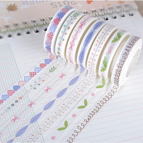 [AGU] and Paper Adhesive Tape Small Fresh Series Hand-Painted Love Border Split Line Tape Wholesale