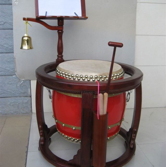 祥晟堂佛具 台湾高档立式鼓 鼓架雕花 台湾大扁鼓
