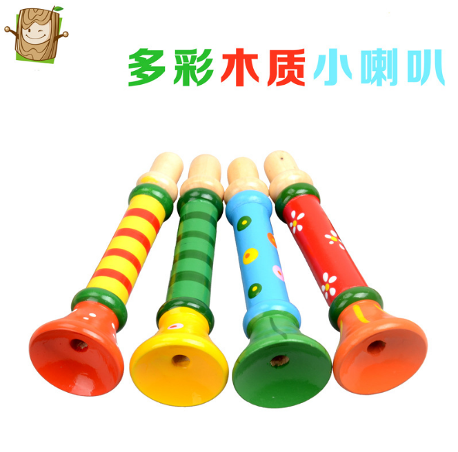 地摊热卖玩具 卡通木制儿童小喇叭玩具 婴幼儿教具