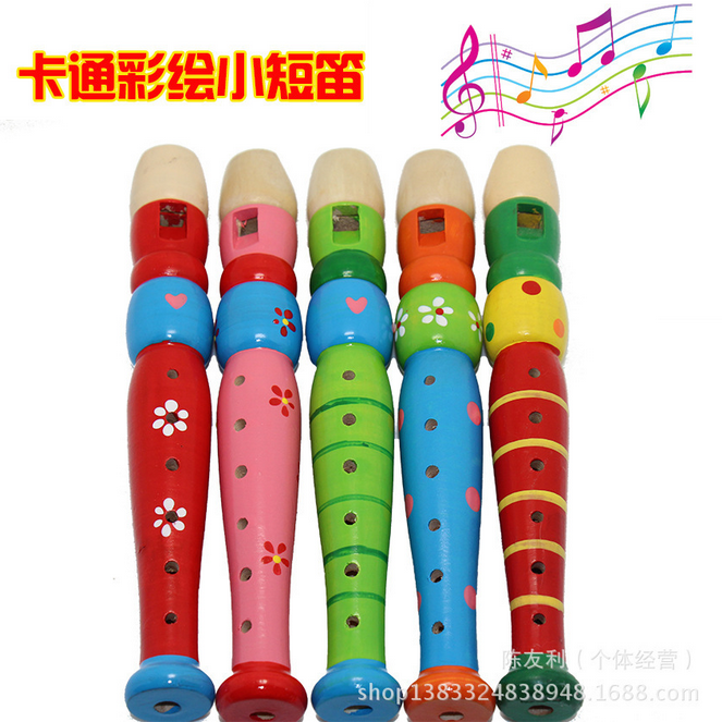 厂家直销 奥尔夫乐器木制彩色小短笛 儿童益智趣味玩具 批发