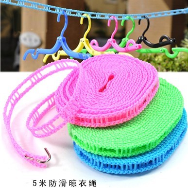 5 m fence type non-slip windproof clothes drying rope with hook clothes drying rope trapezoidal lanyard lightweight and portable