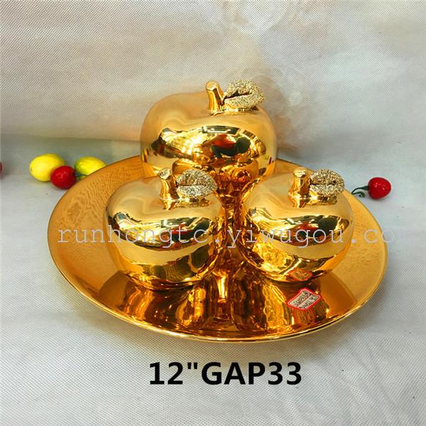 热销陶瓷水果套盘工艺品家居摆件酒店用品苹果12寸