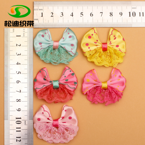 Manufacturer Polyester Belt Lace Polka Dot Bow Barrettes Hair Accessories Children‘s Toy Accessories