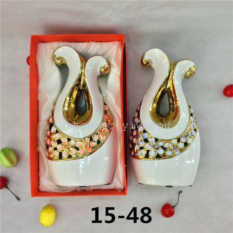 厂家批发陶瓷花瓶工艺摆件 花插 创意家居摆件