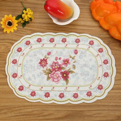 Creative Printing Wavy Oval Environmental Protection Placemat Heat Proof Mat Waterproof Non-Slip Western Placemat Table Mat Placemats
