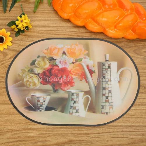creative printing oval environmental protection placemat insulation mat waterproof non-slip western placemat table mat plate mat coasters