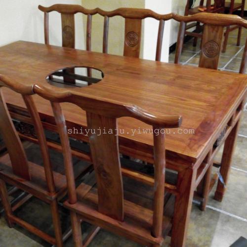hotel solid wood dining table and chair chinese antique official hat chair retro chinese carved chair