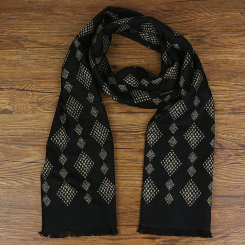men‘s geometric diamond patterns scarf rayon material warm