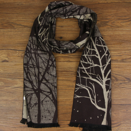 geometric tree pattern men‘s rayon scarf factory direct sales