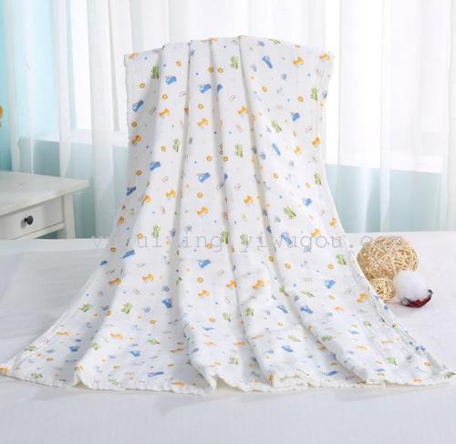 New Baby Six-Layer Color Cotton Printed Gauze Bath Towel Baby Blanket Baby Quilt Factory Direct Sales