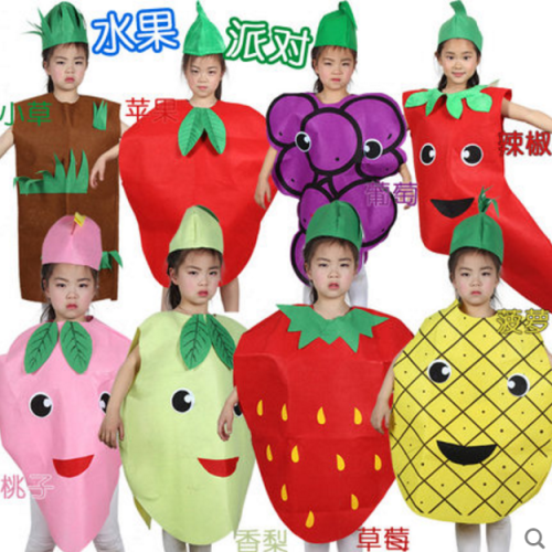 Children‘s Day Fruit and Vegetable Costume Strawberry Apple Pineapple Grape Pepper Parent-Child Dance Performance Costume
