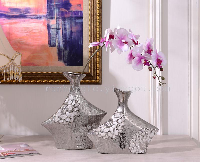 厂家直销 陶瓷花瓶拉丝工艺品摆件 简约时尚家居