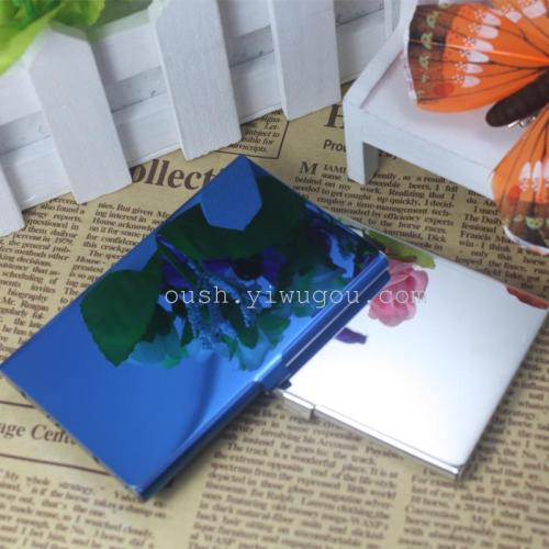 Metal Name Card Holder Stainless Steel Crystal Glue Business Card Case Mirror Can Be Customized with Veneer