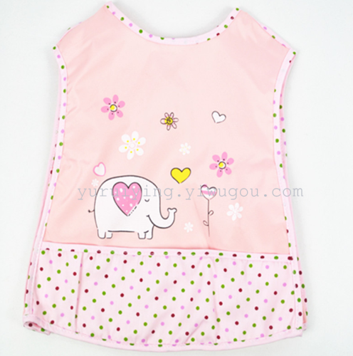 Children‘s Printed Vest Lace-up Bib Baby Bib Painting Clothes Apron