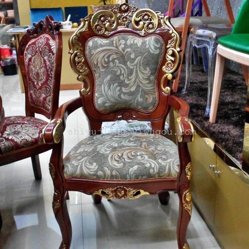 factory customized solid wood carved armchair hotel box luxury dining chair