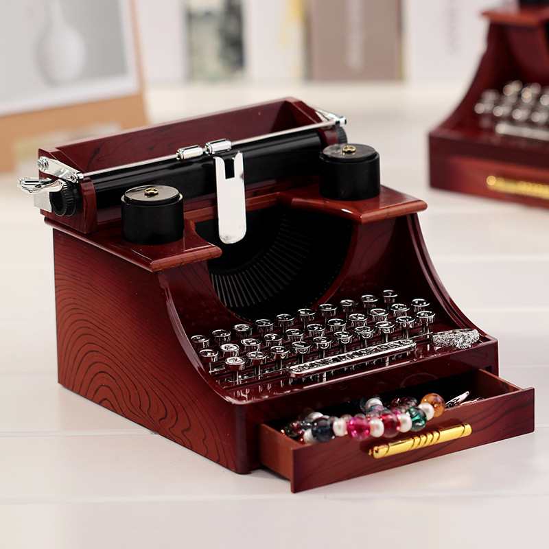 迷你复古打字机音乐盒 留声机音乐盒 钢琴八音盒