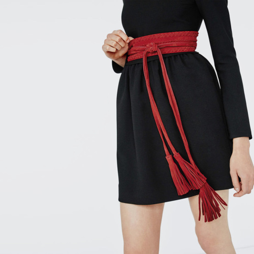 new fashion wide waist seal star boutique woven women‘s long fringe leather belt all-matching skirt with corset belt