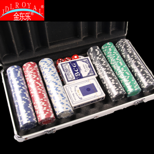Gaming Chip Set 300 Pieces Aluminum Box Sets of Chips 11.5G Chips with Patches Playing Cards Dice Suit Jin Dongle