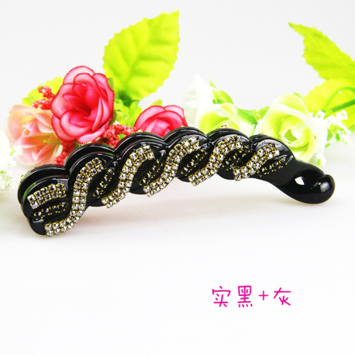 korean new hair accessories rhinestone grab chain banana clip barrettes vertical clip ponytail clip