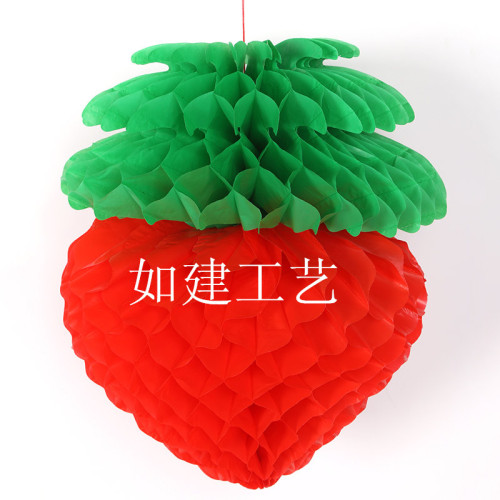 Plastic Paper Honeycomb Series Strawberry Decorative Lantern