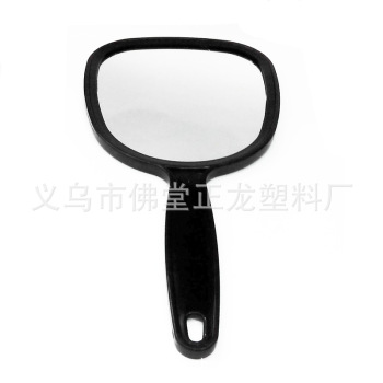 供应黑色单面手柄镜 手持塑料化妆镜子 可印L