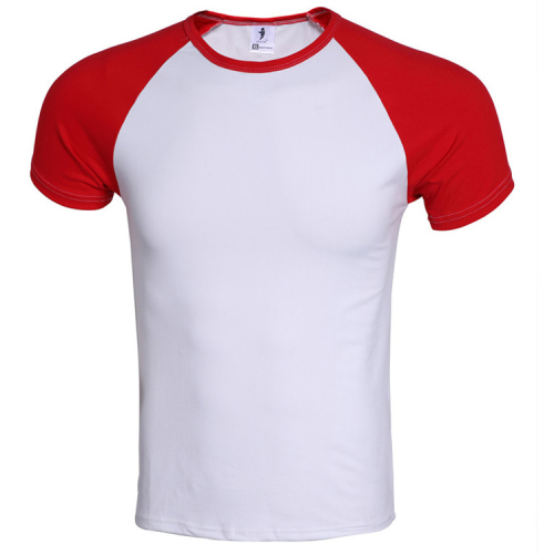 Men‘s Cotton T-shirt Raglan Contrast Sleeve Solid Color O round Multi-Color Loose Or Slim Fit DIY Advertising Shirt