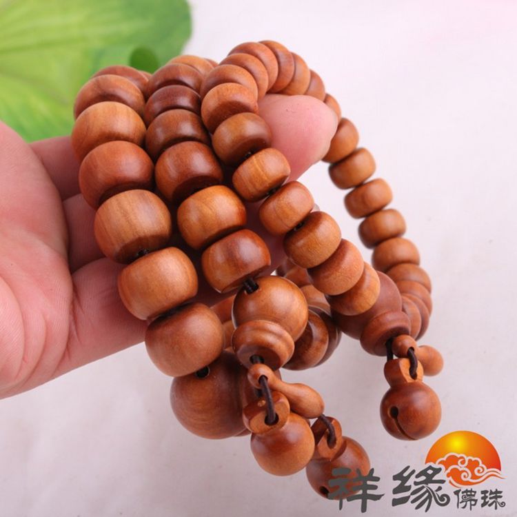 原色枣木佛珠手串批发  桶珠佛珠  本色枣木圆柱佛珠
