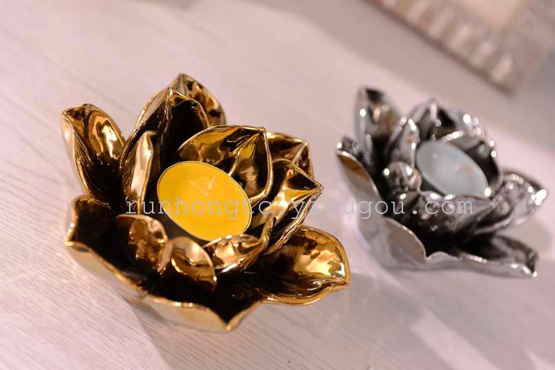 厂家直销 简约莲花蜡烛台 创意摆件礼品工艺品