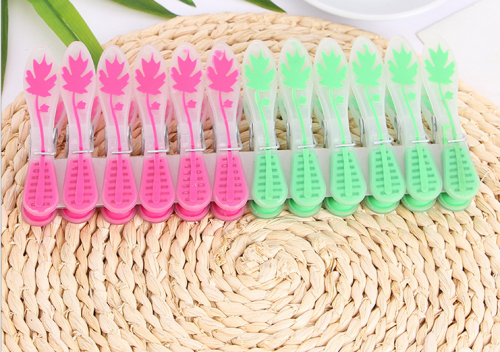 12 leaves two-color clip transparent clothes drying clip multifunctional plastic clip non-slip clip