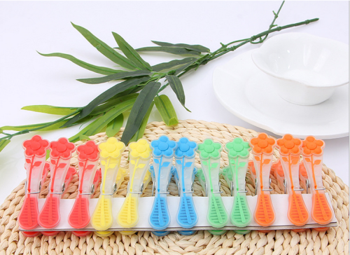 Factory Direct Sales Wholesale 12 Personalized Small Flower Two-Color Clip Clothes Drying Clip
