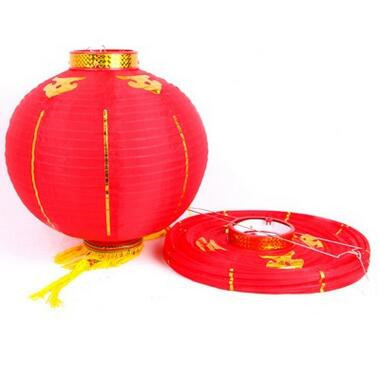 Factory Direct Sales Japanese and Korean Gold Bar Lantern Red Festival Celebration Chinese New Year Decoration Pull Silk Cloth Lantern Wholesale