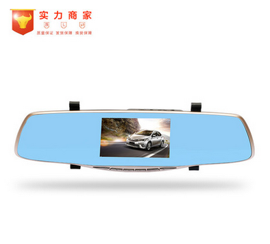 Rearview Mirror 5.0-Inch Blue Filter Double Lens Wide Angle Hd Night Vision Driving Recorder Parking Surveillance