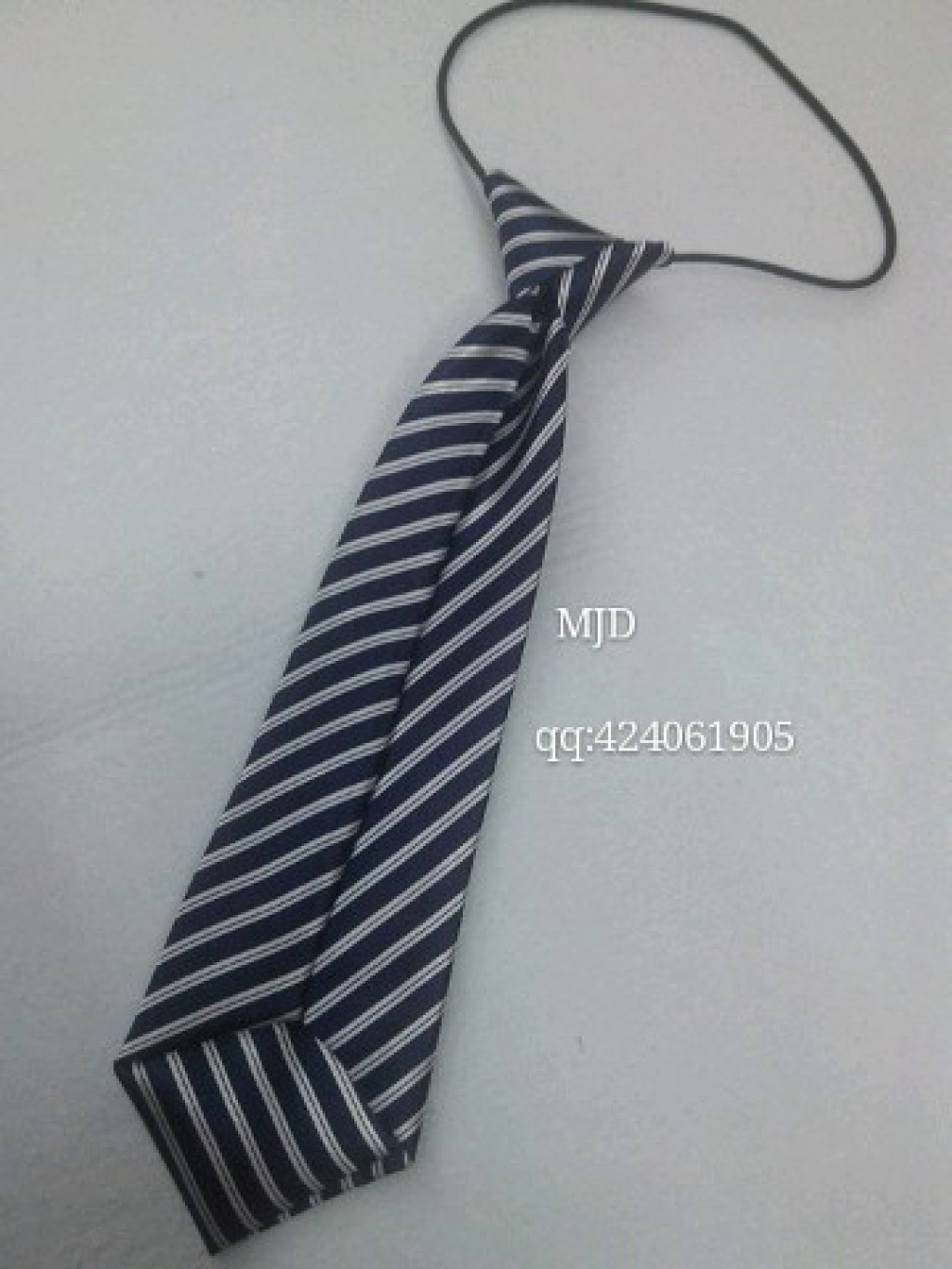 儿童学生校服休闲皮筋领带印花蓝白条纹领带