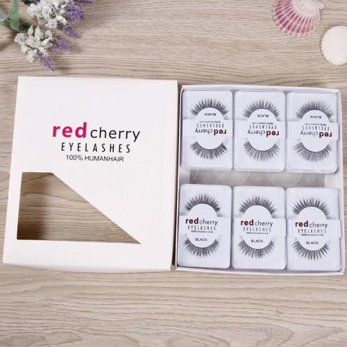 red handmade cross natural thick false eyelashes high quality fiber eye lashes fashion ladies beauty products