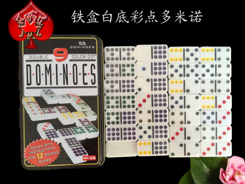 dominoes double nine dominoes iron boxed colorful dot on white background 55 color points nail-free dominoes