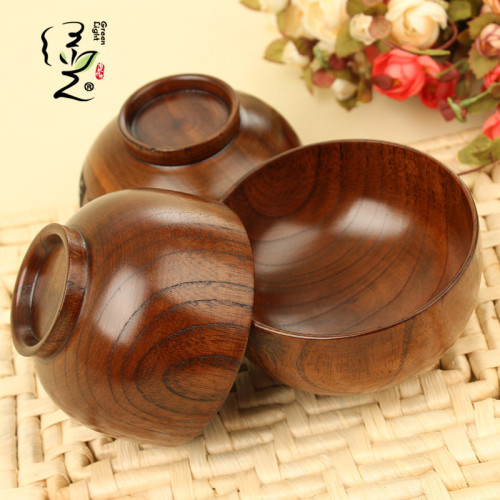 [green light] wooden rice bowl soup anti-scald wooden bowl bamboo bowl adult baby bamboo bowl retro domestic craft wholesale