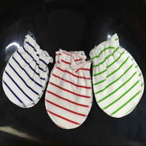 Baby Striped Gloves Newborn Anti-Grasping Gloves Baby Protection Supplies