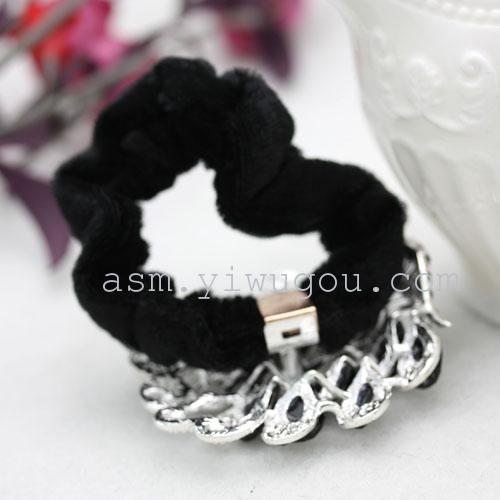 Korean water diamond velvet hair circle, hair circle, hair accessory, hair tie, hair bun, hair flower, ponytail headwear pic 9