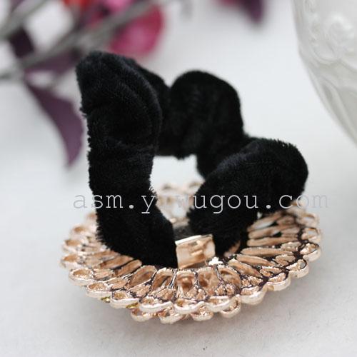 Korean water diamond velvet hair circle, hair circle, hair accessory, hair tie, hair bun, hair flower, ponytail headwear pic 3