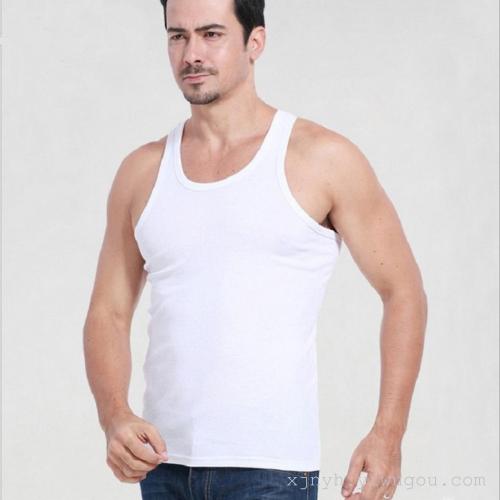 Fuzhuo Bird Summer Men‘s Vest I-Shaped Men‘s Hurdle Sports sleeveless Fine Thread round Neck Collar Vest