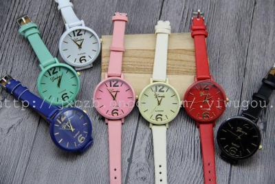 The explosion of candy colored fine ladies fashion watch strap watch