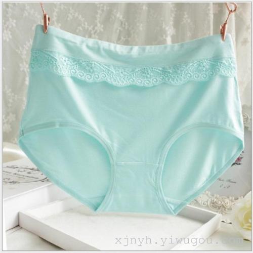 Fuzhuo Bird Modal Women‘s Underwear Large Size Lace Trim Seamless Belly Contraction Mid-Waist Women‘s Briefs