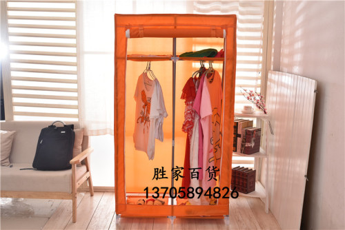 simple folding cloth wardrobe combination iron frame reinforced wardrobe large fully enclosed dust-proof wardrobe