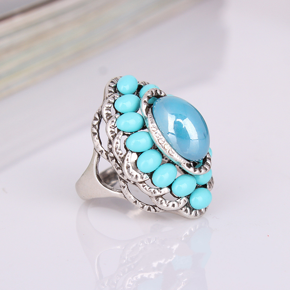 民族风复古时尚大牌绿松石戒指
